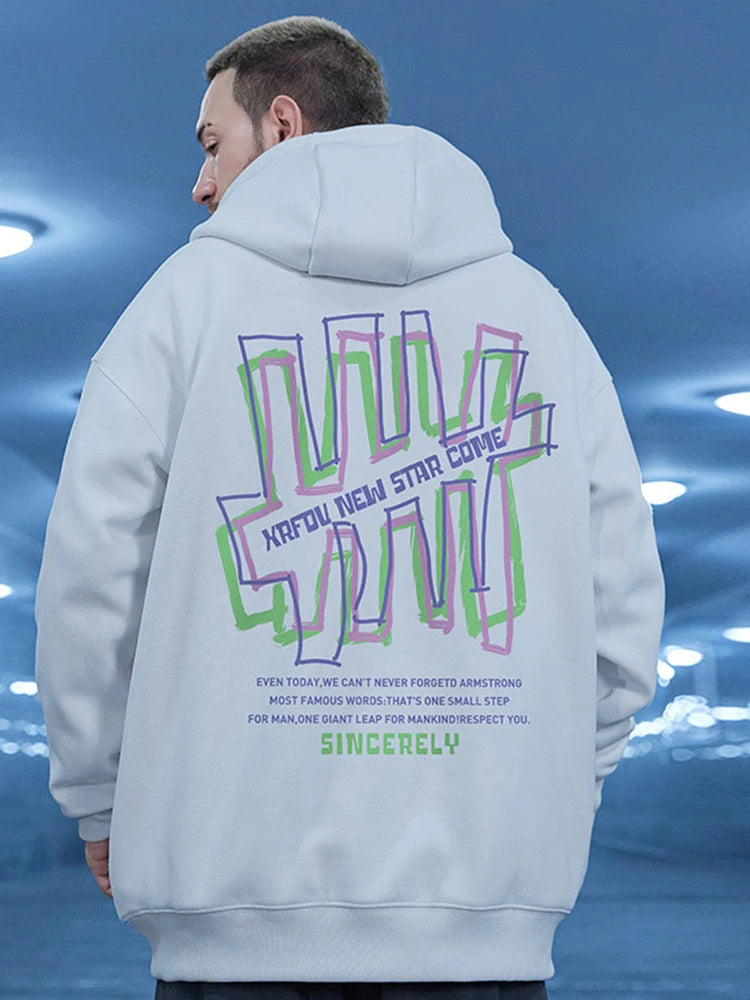 Retro Graffiti Letter Print Letter Pullover Hoodies Men's Streetwear Oversized Fleece Hooded Sweatshirts Casual Y2K Hoodie Street King Limited