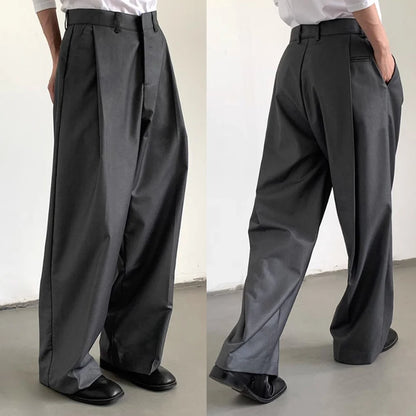 mens straight tube ice silk pants casual slacks youth thin wide leg pants business summer pants soft vintage trousers unique default style 968