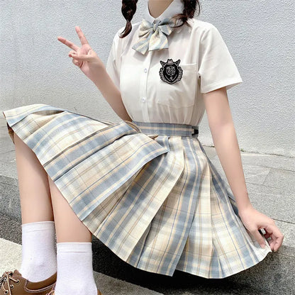 Jk Uniforms Gyaru School Uniform for Girl Student Pleated Skirt Uniform Set Women Short Sleeve Bow Tie Seifuku Japanese Style Street King Limited