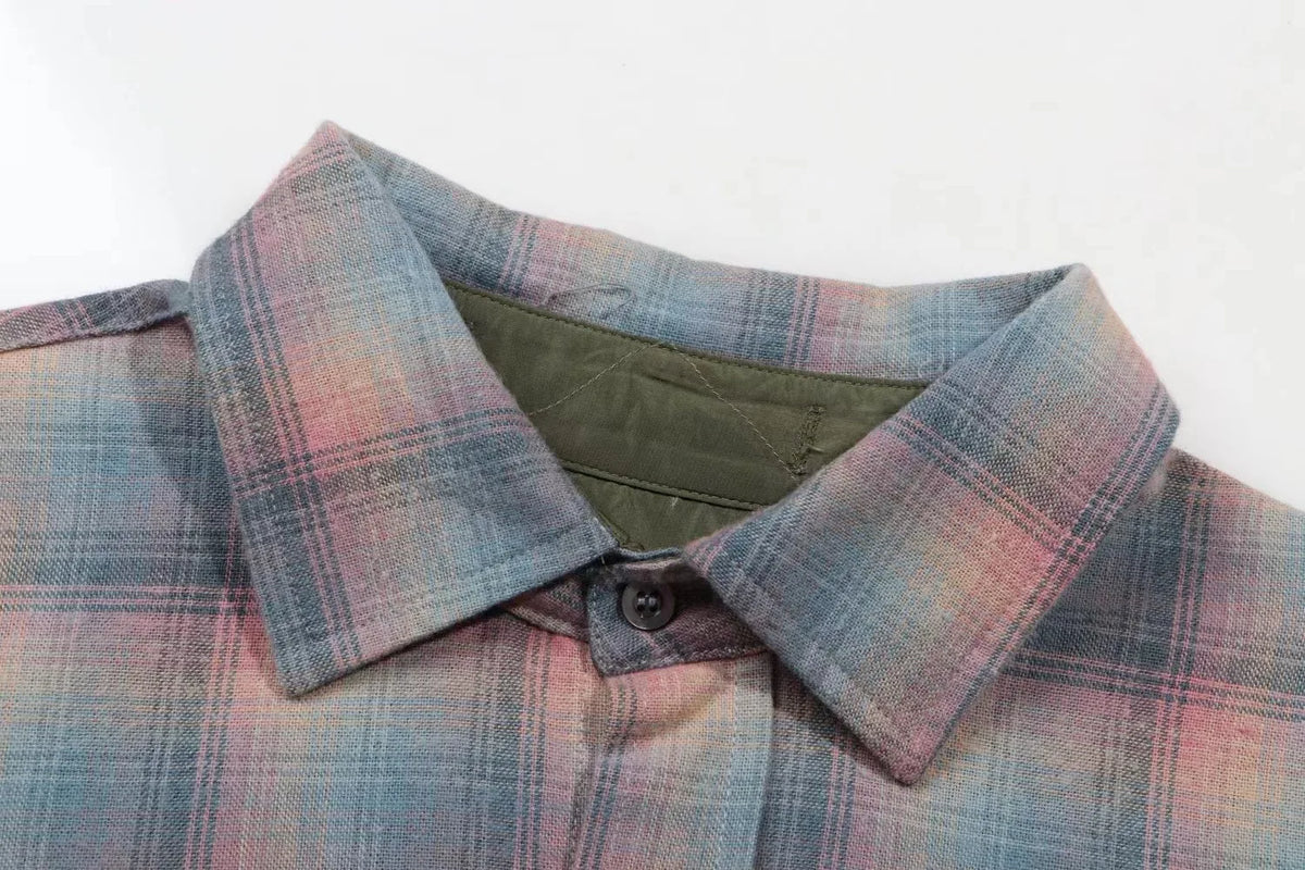 New 2023 Men Luxurious Rainbow plaid Fashion Cotton Casual Shirts Shirt High Pocket Long-sleeves Size 46 48 50 52#684 Street King Limited