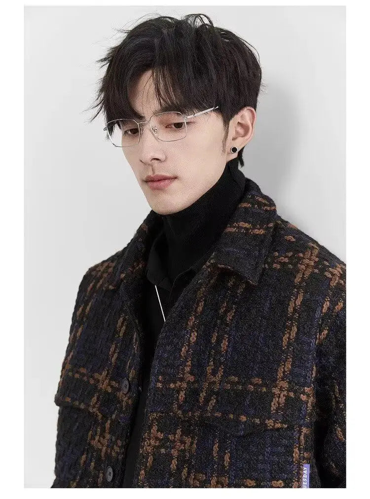 Spring and Autumn High Street Men and Women Trendy Personalized Plaid Collar Jacket Couple Retro Korean Coat Harajuku Top y2k Street King Limited