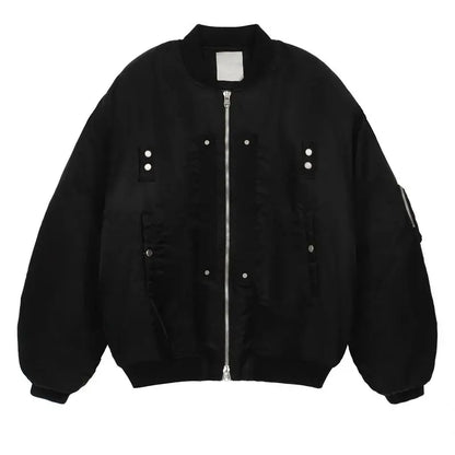 undermycar 2023 new high street fashion brand high quality multi pocket flight jacket cotton coat black relaxed fit trousers