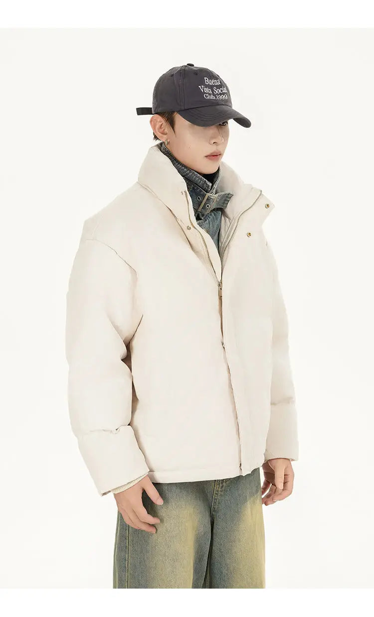 Winter Splice Denim Cotton-padded Jacket Men Women Stand Collar Fashion Loose Casual Thicken Warm Parkas Jacket Boyfriend Coat Street King Limited