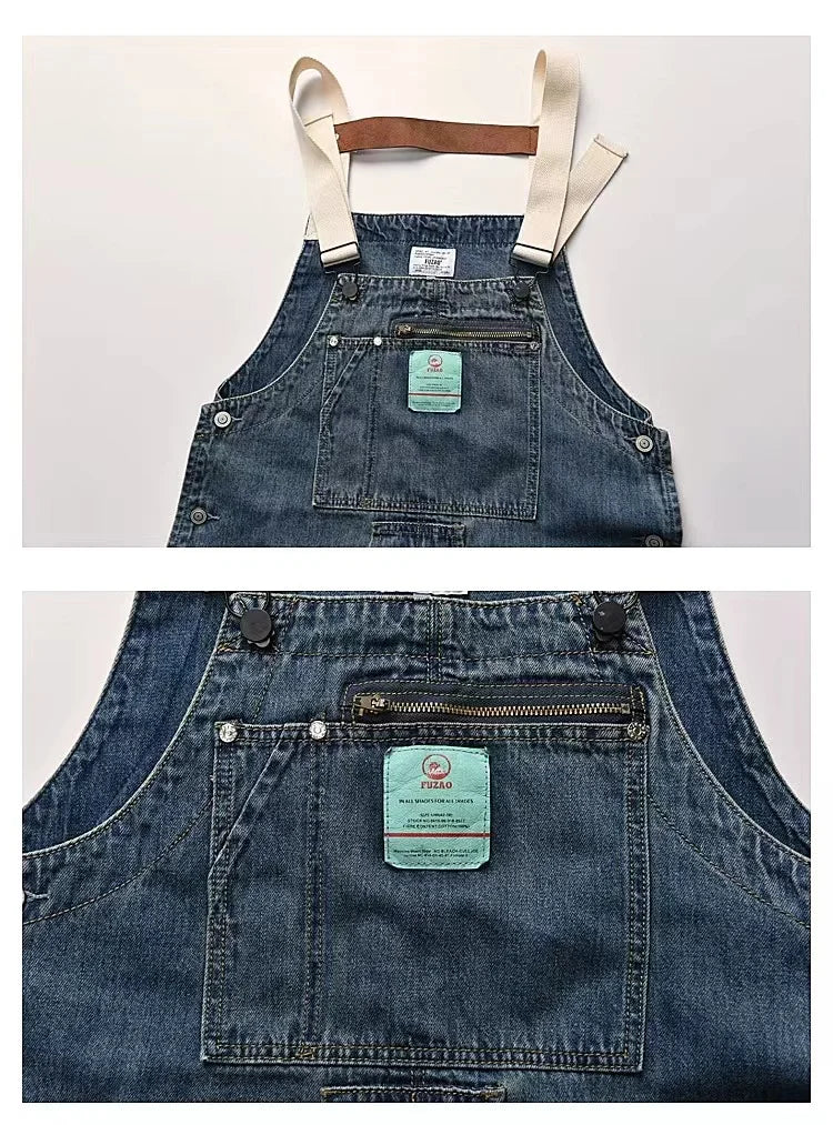 2023 men clothing chic denim overalls mens work cargo pants old school easy worker multi pocket bib jumpsuit denim pants unique cargo style 719