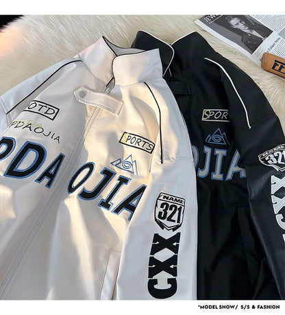 american style coat mens spring and autumn street pilot biker jacket oversized hip hop letter embroidery pu leather jackets unique default style 443