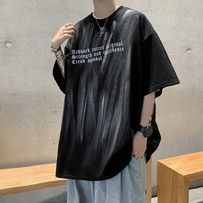 American retro loose summer short-sleeved T-shirt men's new trendy brand handsome high street casual half-sleeved tops y2k tops Street King Limited