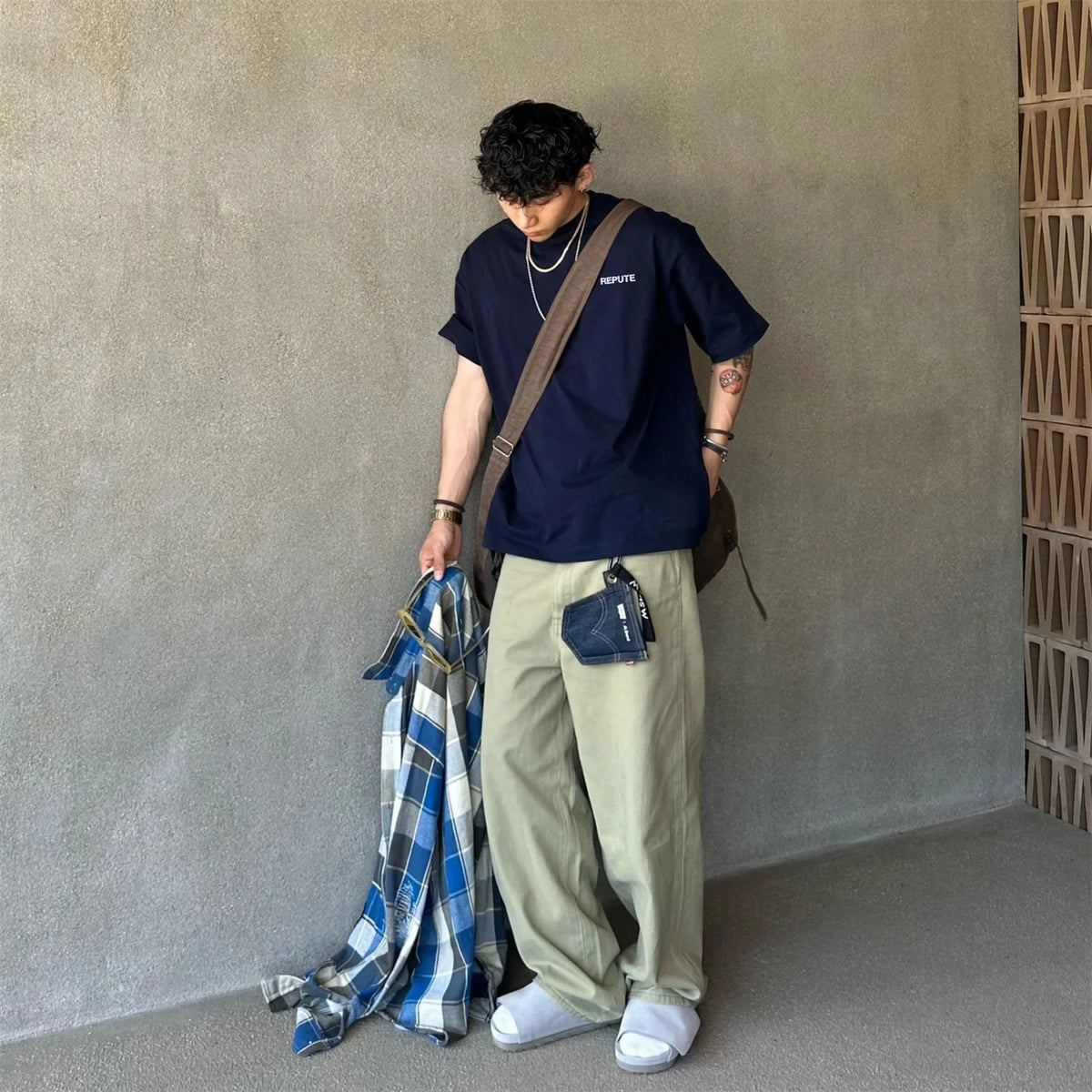 24ss REPUTE Basic Solid Casual Oversized 260g Good quality Cotton Street Style Tops T-Shirts Street King Limited