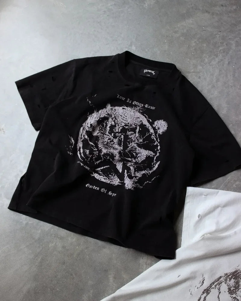 Street fashion brand trendy pattern printed oversized T-shirt women's Y2K clothing loose and versatile short sleeved shirt Street King Limited