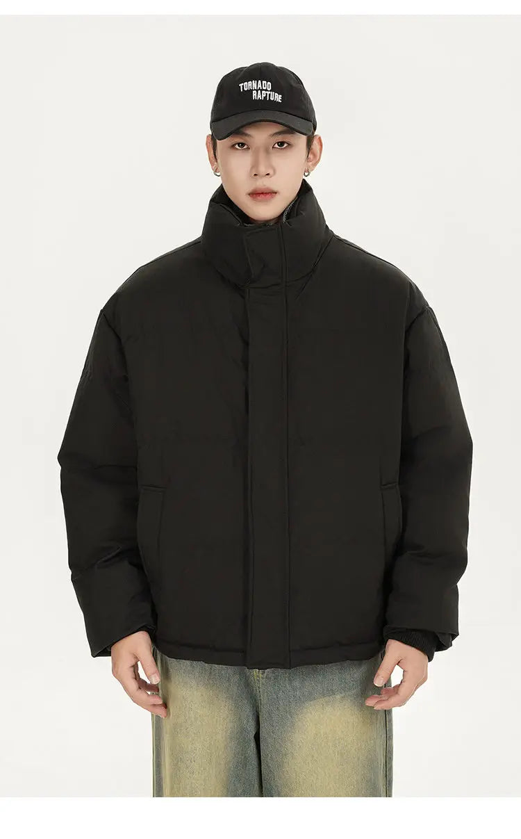 Winter Splice Denim Cotton-padded Jacket Men Women Stand Collar Fashion Loose Casual Thicken Warm Parkas Jacket Boyfriend Coat Street King Limited