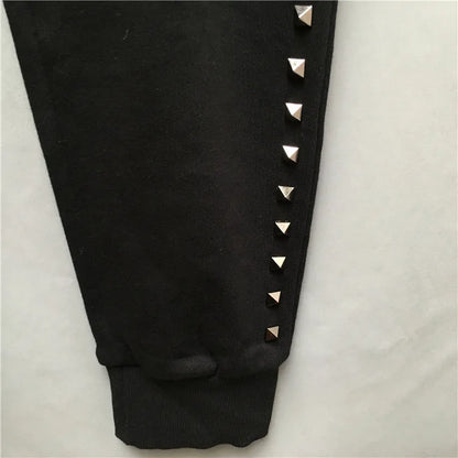 high new novelty luxury men 21 classic side metal rivets pockets comfortable cotton parkour sweat casual pants sweatpants d47 urban active pants