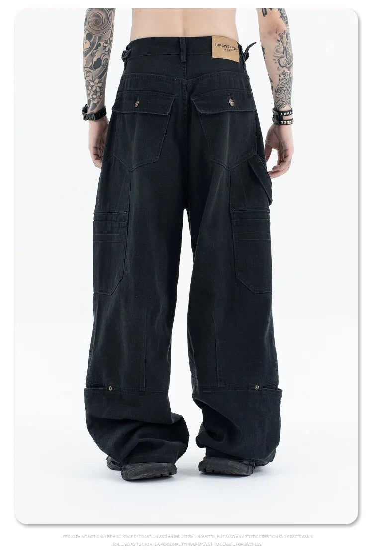 Washed and worn multi-pocket cargo jeans Street King Limited