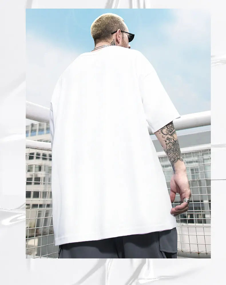 National trend short-sleeved men and women ins print graffiti loose tight couple wear summer trend five-point half-sleeved tops Street King Limited