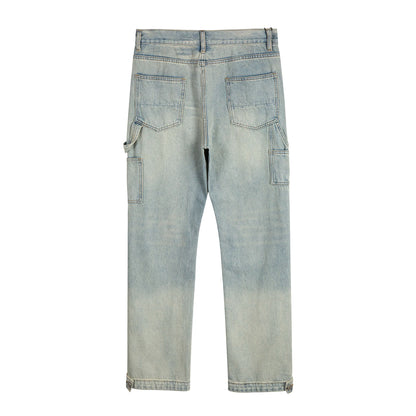 y2k side buckle washed cleanfit baggy pencil jeansfor men streetwear vibe style pantalones hombre loose casual denim trousers denim street jeans