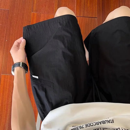 summer mens straight pleats shorts casual gym basketball sports short sweatpants y2k streetwear wide leg bermudas para hombre urban active pants