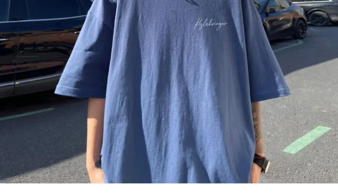 Loose American retro dark green t-shirt men's trendy summer short-sleeved European and American high street half-sleeved tops Street King Limited