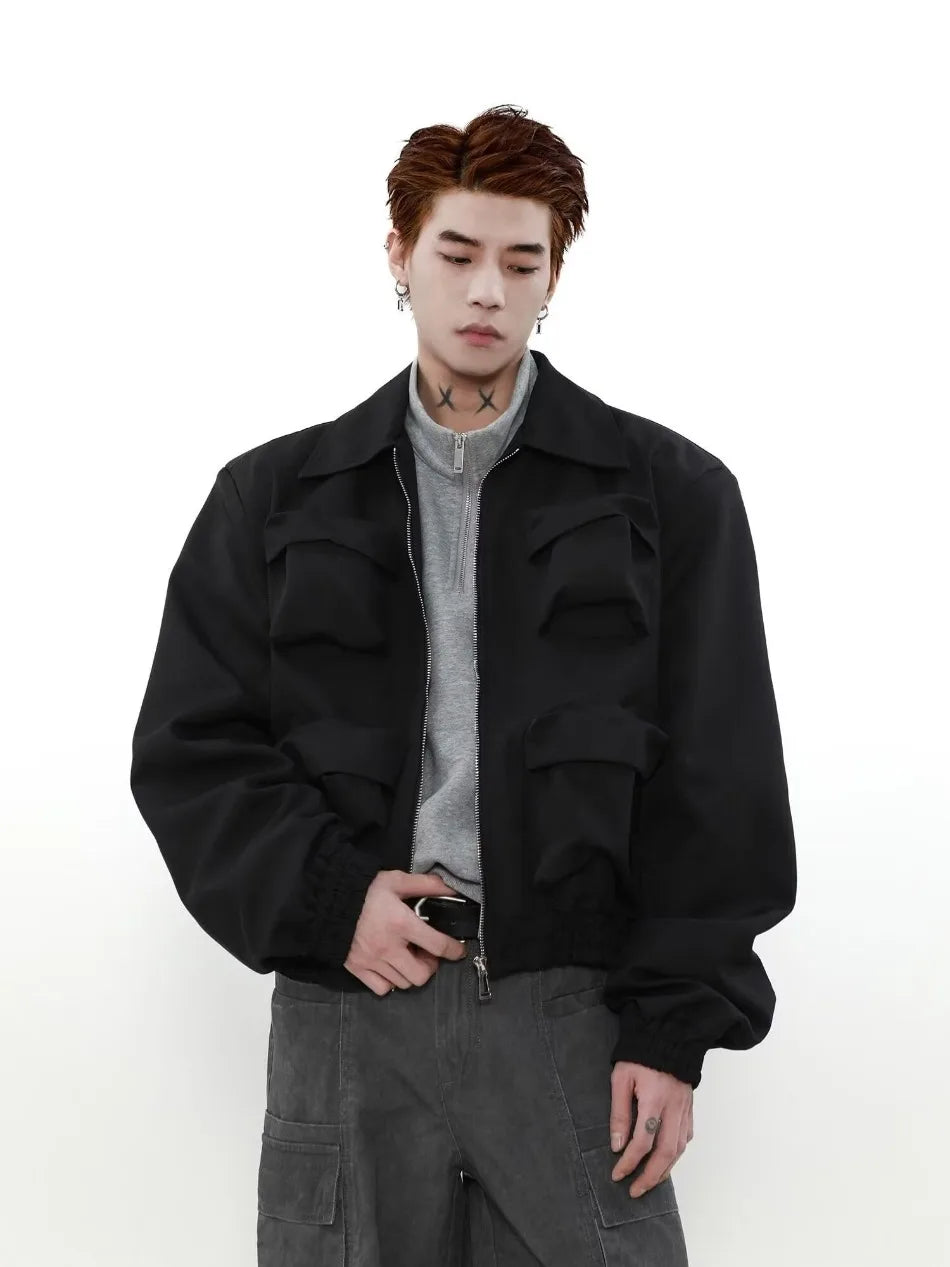 spring american pilot jacket mens street trend three dimensional multi pockets shoulder padded coats high street outwear unisex unique default style 3146