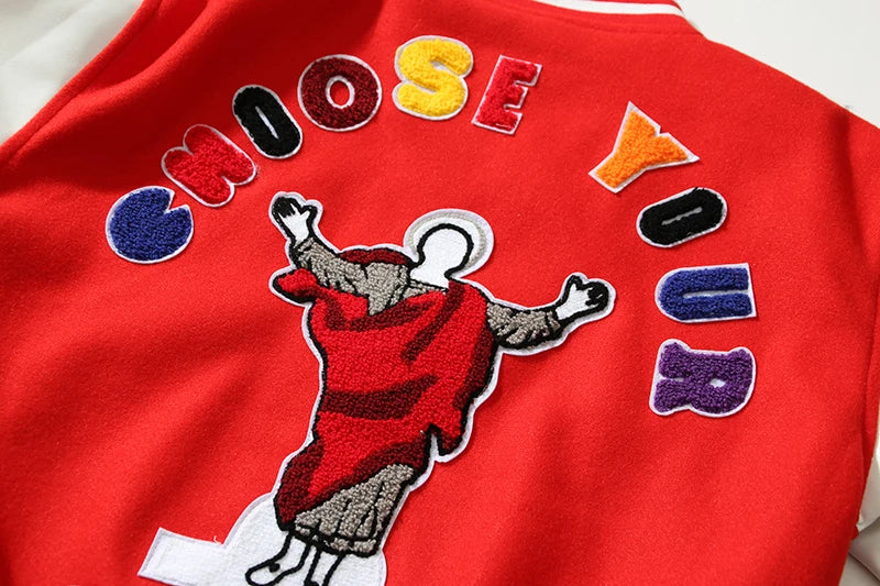 high street color block graffiti embroidery baseball jacket mens leather sleeve woolen patchwork stand oversized winter coats unique default style 944