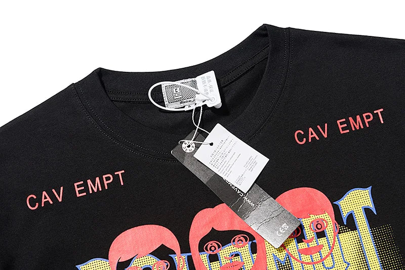 C.E T-shirts Men Woman Good Quality Cotton Casual Loose Vintage Abstract Face Printing Summer O-Neck CAVEMPT Top Tee Street King Limited