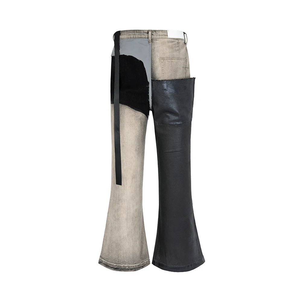 ro style ribbons patchwork gradient stacked wax pants unisex straight streetwear baggy y2k flare jeans oversized loose cargos 1 unique cargo style 932