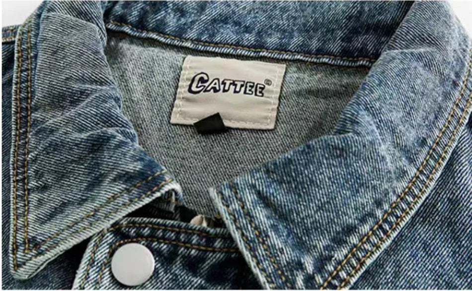 high street washed denim jacket mens 2024 spring trend oversize hip hop male coats color blocking motorcycle street outwear y2k unique jeans style 3638