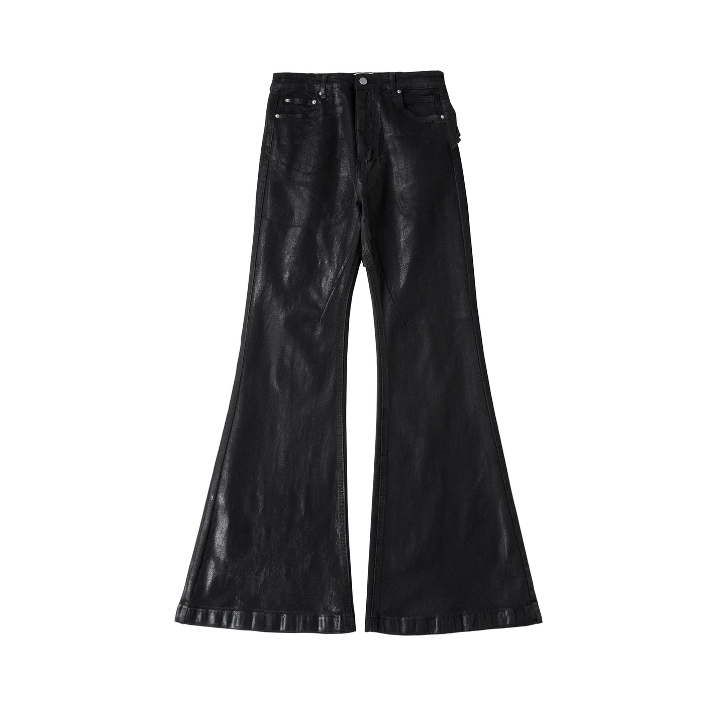 y2k streetwear wax leather strecth jeans for men and women ropa hombre baggy flare pants oversized straight denim trousers unique jeans style 4104