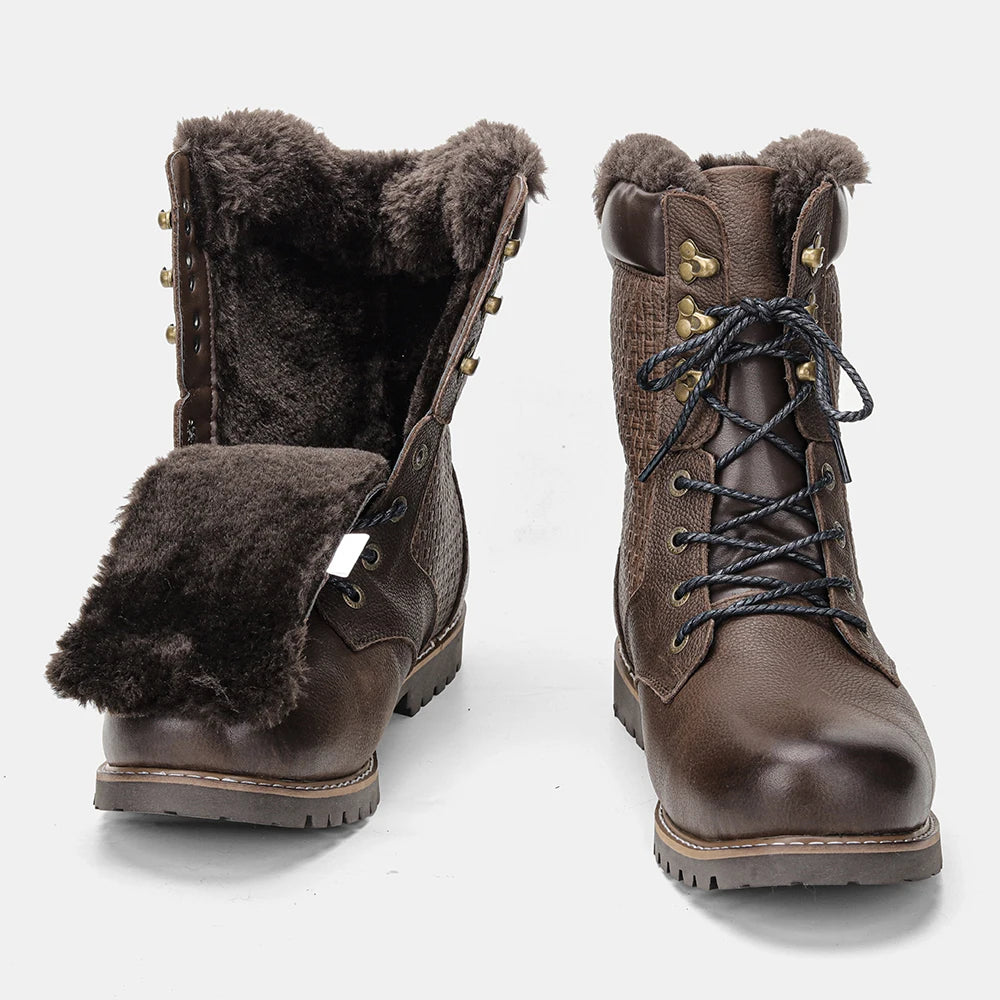 40~48 2023 Genuine Leather Ankle Boot Men Winter Boots Warm Comfortable Non-Slip Snow Boots Men #Dm1578 Street King Limited