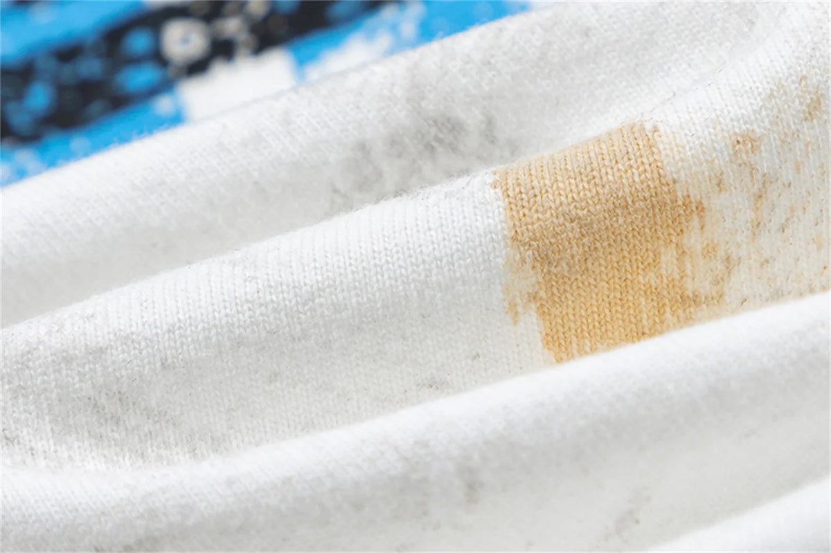 sssaint Louis Vintage Dirty Worn Distressed Cross Print High-Street Graffiti Long Sleeve T Shirt Pullover Summer Street King Limited