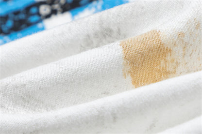 sssaint Louis Vintage Dirty Worn Distressed Cross Print High-Street Graffiti Long Sleeve T Shirt Pullover Summer Street King Limited