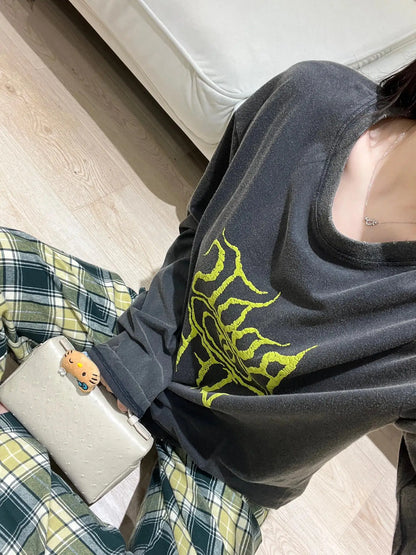 2024 New Arrival We11D- Brand Fashion Autumn High-Street Letter Foaming Cotton Casual Loose Distressed Sweater Pullover Street King Limited