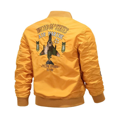 mens spring and autumn thin army green black yellow motorcycle pilot baseball uniform sports jacket mens hip hop style jacket relaxed fit trousers