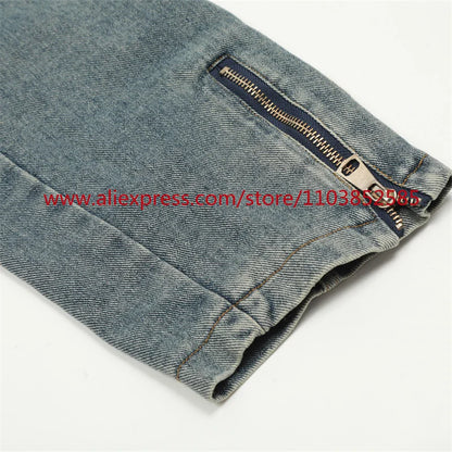 vintage mens long sleeved denim jacket high street oversized washed bone embedding tops clothing autumn winter 2024 heavyweight unique jeans style 1333