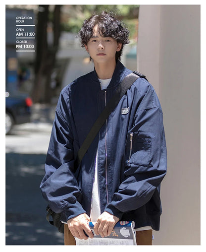 new letter label varsity jackets for men american fashion zipper pocket bomber jacket y2k vintage loose patchwork casual coat unique default style 50