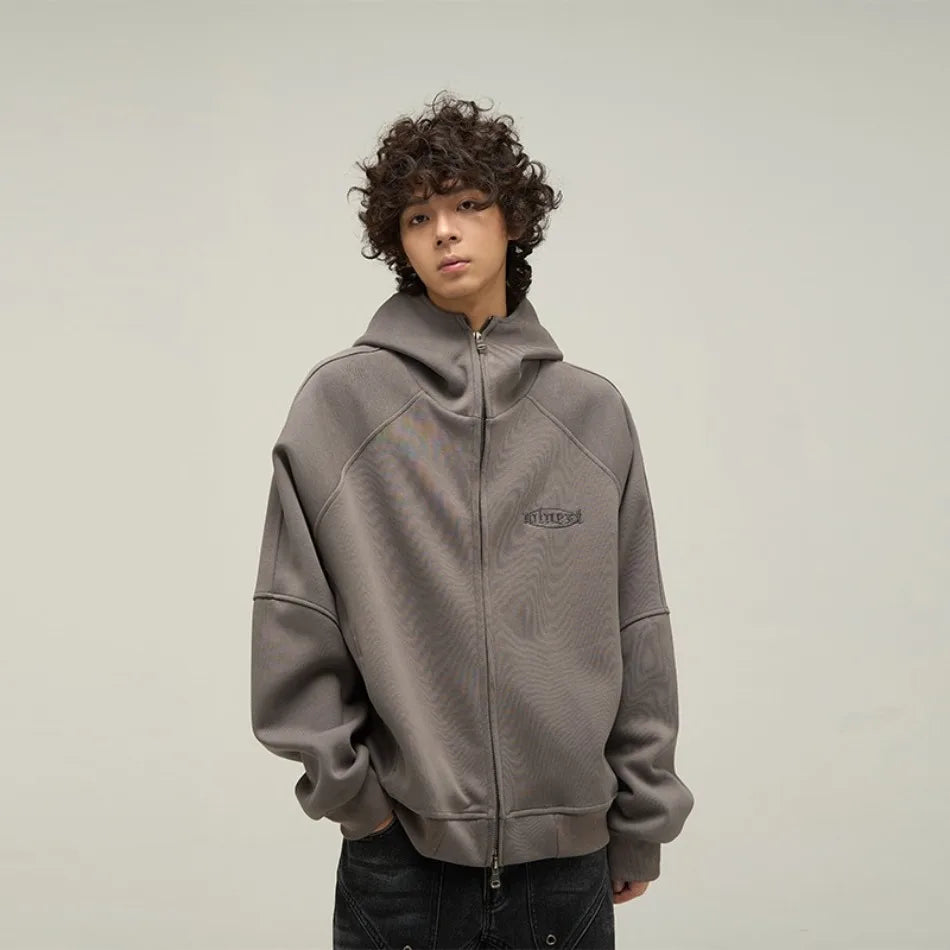 street letter embroidered jacket mens punk harajuku stand collar hooded sweatshirt zipper simplicity casual coats oversized unique default style 3901