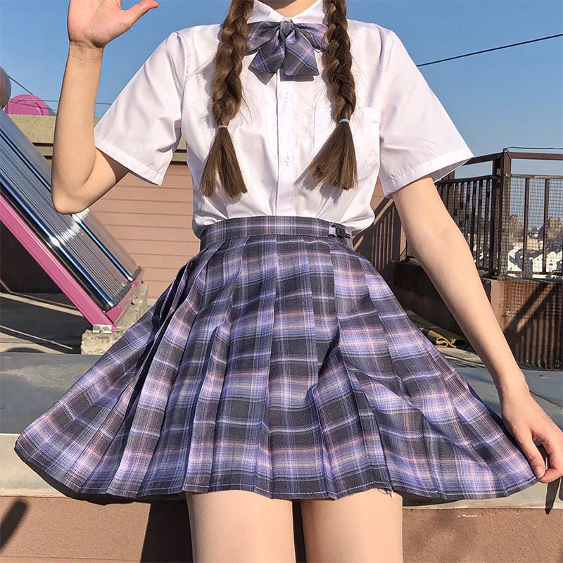 Jk Uniforms Gyaru School Uniform for Girl Student Pleated Skirt Uniform Set Women Short Sleeve Bow Tie Seifuku Japanese Style Street King Limited