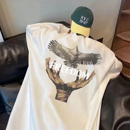 Dove Of Freedom Graphic Printed Men's Crewneck Hoodies Hip Hop Fashion Pullover Sweatshirts Hombre Y2K Streetwear Fleece Clothes Street King Limited