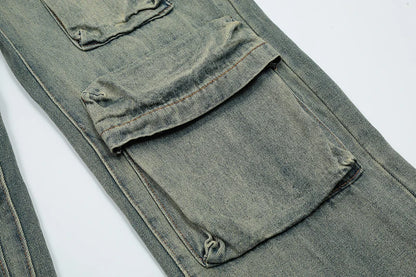hip hop cargo denim pants streetwear plain denim pants mens harajuku cotton casual joggers jeans loose straight pants trousers unique joggers style 2855