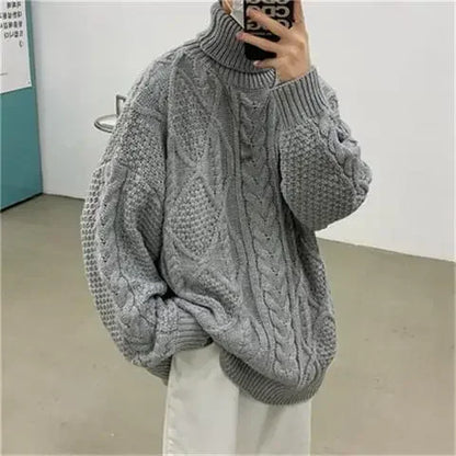 Retro turtleneck sweater for men in autumn and winter loose and versatile high street sweater trendy brand ins casual jacket top Street King Limited