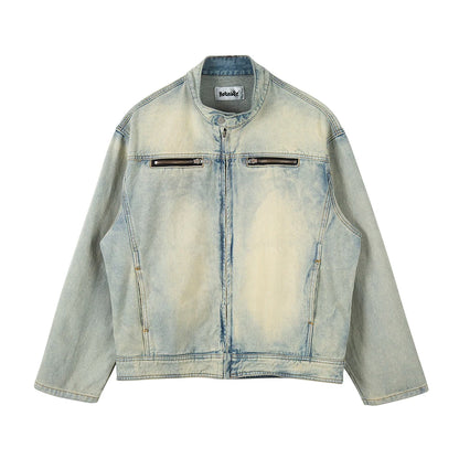 y2k streetwear washed biker jeans jackets for men and women zipper pocket ropa hombre windbreaker denim coat oversized urban skinny jeans