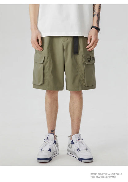 summer new american retro cargo shorts for men casual multi pocket baggy y2k shorts streetwear hip hop embroidery short cargo unique cargo style 299
