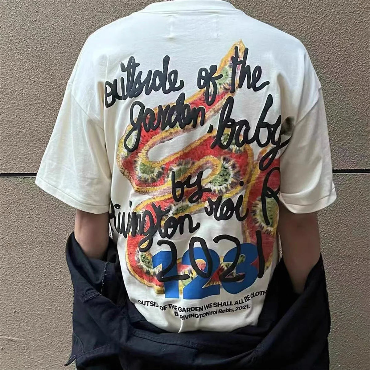 Vintage Summer RRR123 Foam Letter Print Loose Casual T-Shirt Tops Street King Limited