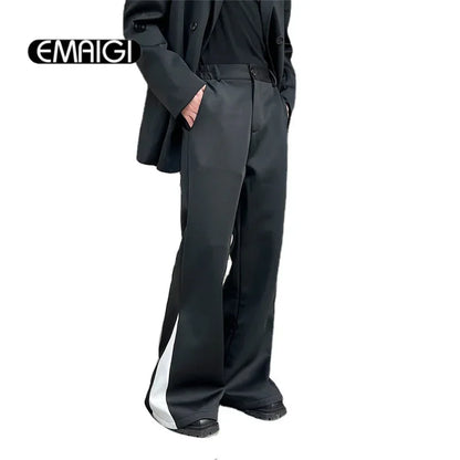 flare pants men vintage fashion casual bell bottom trousers male streetwear net celebrity long pants stage costume clean everyday pants