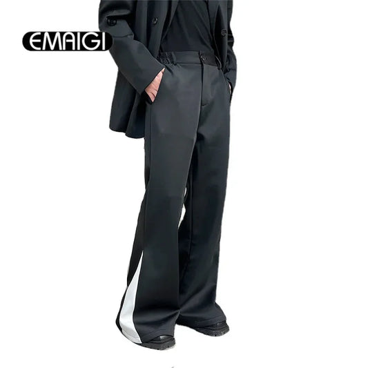 flare pants men vintage fashion casual bell bottom trousers male streetwear net celebrity long pants stage costume clean everyday pants