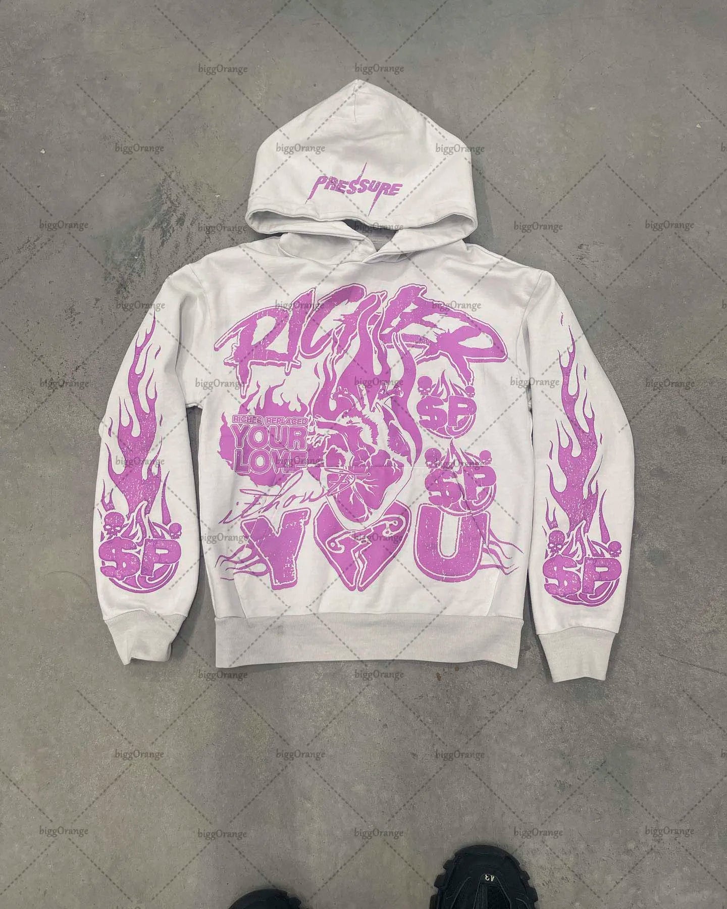 American 2023 New Color Letter Gothic Print Oversized Hoodie Women's Y2K High Street Hip-Hop Loose Pullover Sweatshirt Women's Street King Limited