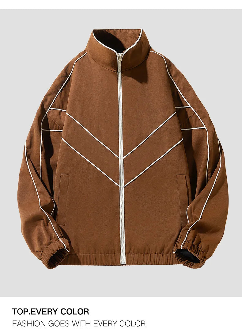 mens casual jackets oversized outdoor stand collar baseball coat spring casual varsity coat running fashion windbreaker unisex unique default style 3833