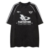 Men T Shirts Striped Stitching Distressed Short Sleeve T-shirt Preppy Style Loose Couple Tees Harajuku Hip Hop Streetwear Tops Street King Limited