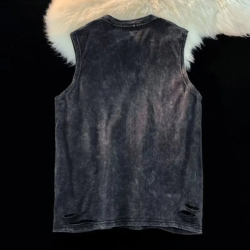 European and American pure cotton washed T-shirts for men and women in summer American fashion brand high street hip-hop vests Street King Limited