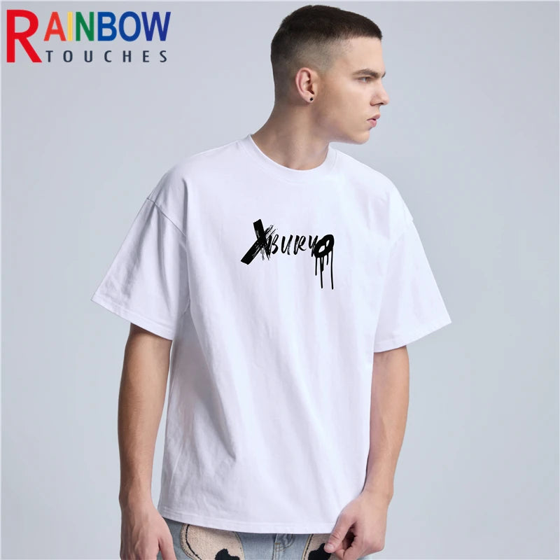 Rainbowtouches 2022 Vintage New Brand Mens T-Shirt High Street Tidal Current Skull Pattern Mens T Shirt Men Hip Hop Women  Shirt Street King Limited