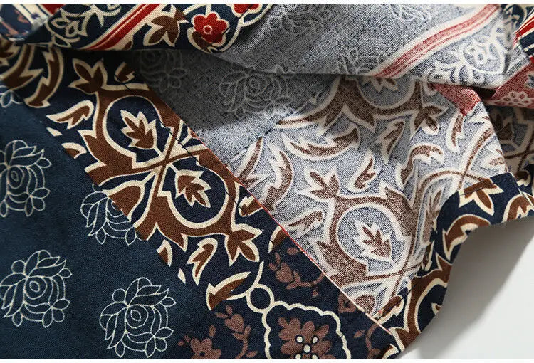 Korean Hawaiian Cuban collar retro printed shirt men American handsome simple casual versatile loose beach short-sleeved shirt Street King Limited