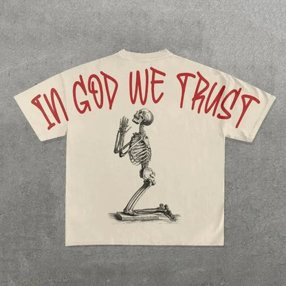 European and American fashion trend cartoon print oversized T-shirt men's Y2K street Harajuku loose short-sleeved T-shirt Street King Limited