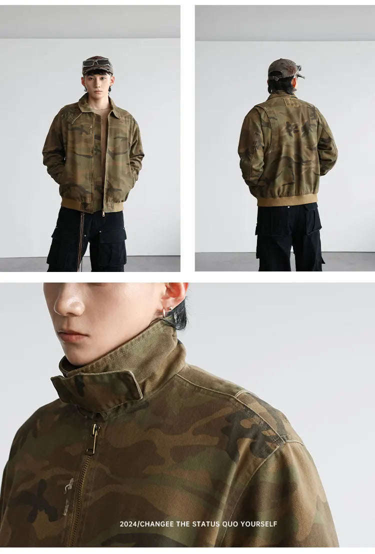 camouflage cargo motorcycle jacket men streetwear hip hop fashion retro loose casual short bomber jacket girl boyfriend coat unique cargo style 701